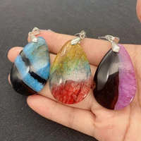 charm natural stone colored onyx drop shaped pendant 29x45mm diy men and women design jewelry making earring necklace accessorie