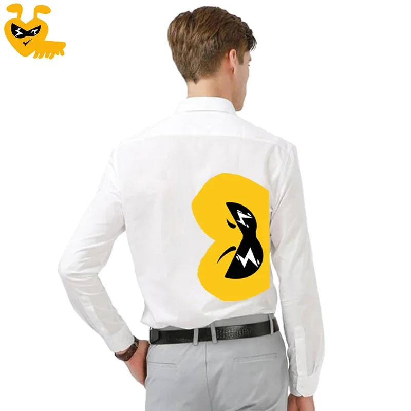 Мужская рубашка Break Egg из полиэстера с милым муравьем и вышивкой воротник принтом