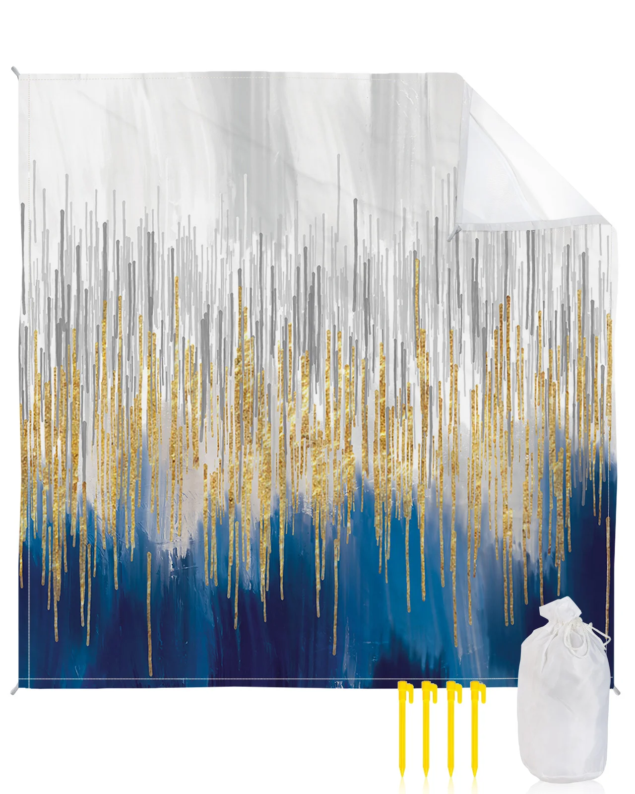 

Blue Abstract Colors Waterproof Beach Mat Sand Free Mat Beach Towel Blanket Outdoor Travel Picnic Mat