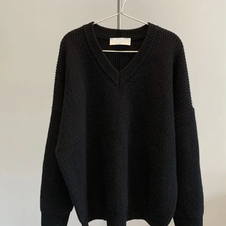 Женский свитер с v-образным вырезом фиолетовой звезды черный утолщенный мягкий и