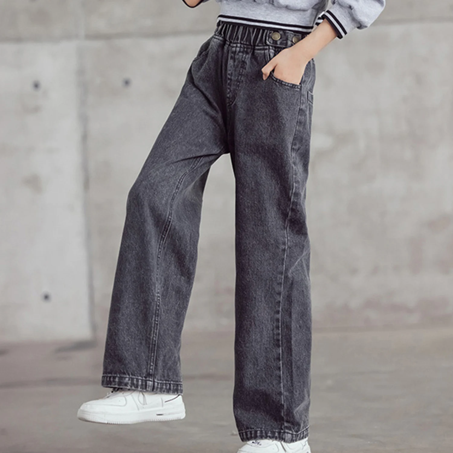 

Teenage Girls Wide Leg Jeans Pants Spring 2022 Kids Clothes Loose Oversize School Children's Trousers Blue Girl Pants 6 8 10 Y