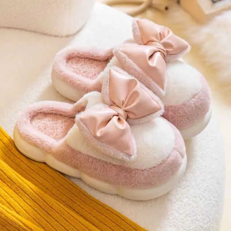 

Теплые зимние женские плюшевые тапочки на толстой плоской платформе, уличная меховая домашняя обувь без шнуровки, женская обувь Ytmtloy Zapatillas ...