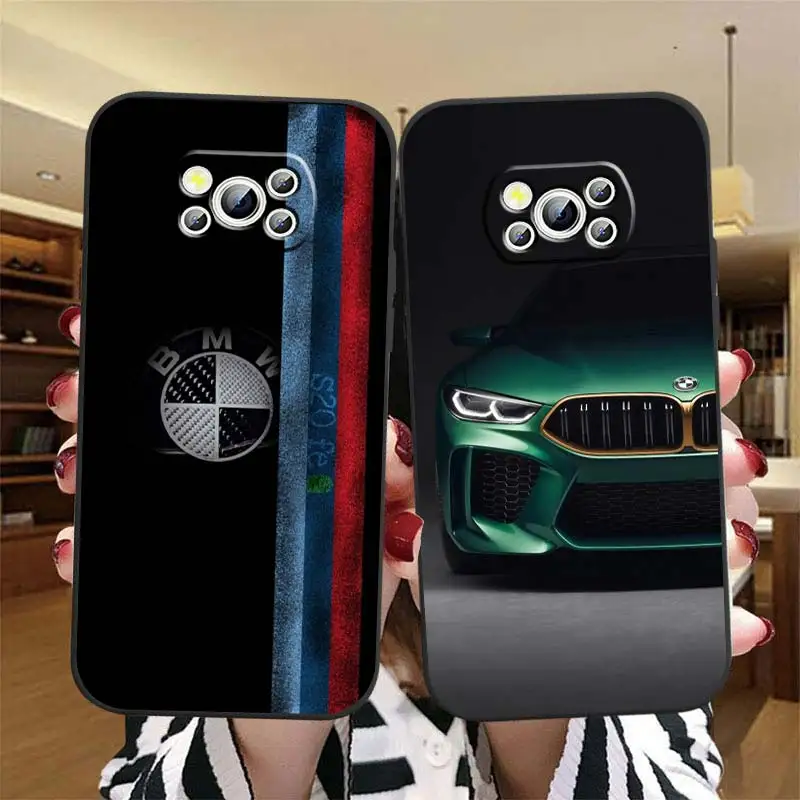 

Top Car BMW Art Logo Luxury Phone Case For Xiaomi Mi Poco X5 X4 X3 NFC F5 F4 F3 GT M5 M5s M4 M3 Pro C50 C40 5G Black Cover