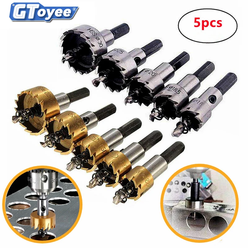 

Woodworking Tools 5-piece Set Of High-speed Steel Sawtooth Hole Opener Aluminum Plate Iron Alloy Plate Punching Drill Bits Set
