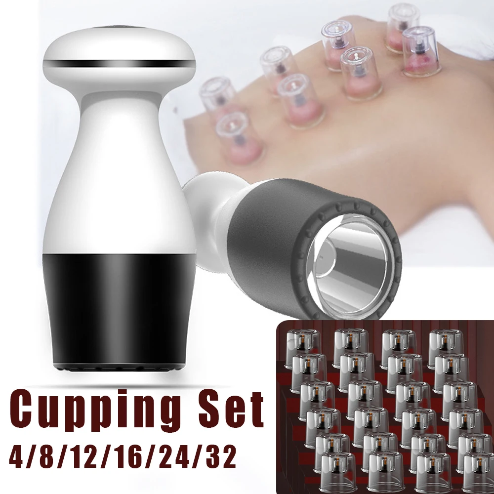 

4/8/12/16/24/32Cupping Set Anti-Cellulite Massager Physiotherapy Electric Vacuum Massage Back Body Cups Suction Cellulite Device