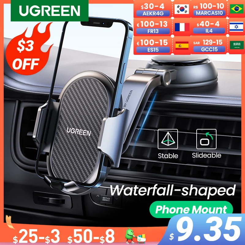UGREEN Car Phone Holder Stand Gravity Dashboard Phone Holder Universial Mobile Phone Support For iPhone 13 12 Pro Xiaomi Samsung