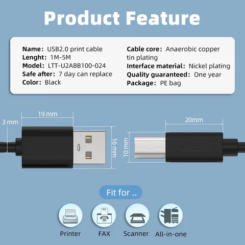 USB кабель A-B для принтера Lenovo