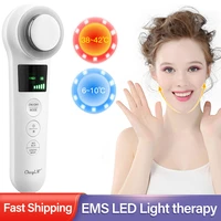 ems ultrasonic skin rejuvenation facial beauty massager electric vibration led photon hot cold face lifting tighten anti aging