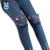 new fashion cartoon cat girls jeans spring autumn girls leggings children pencil pants kids trousers pantalon fillette