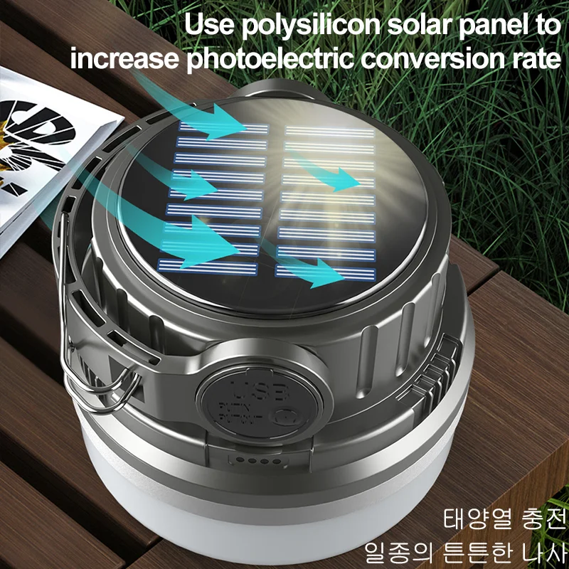 Фонарь для кемпинга на солнечной батарее портативный водонепроницаемый