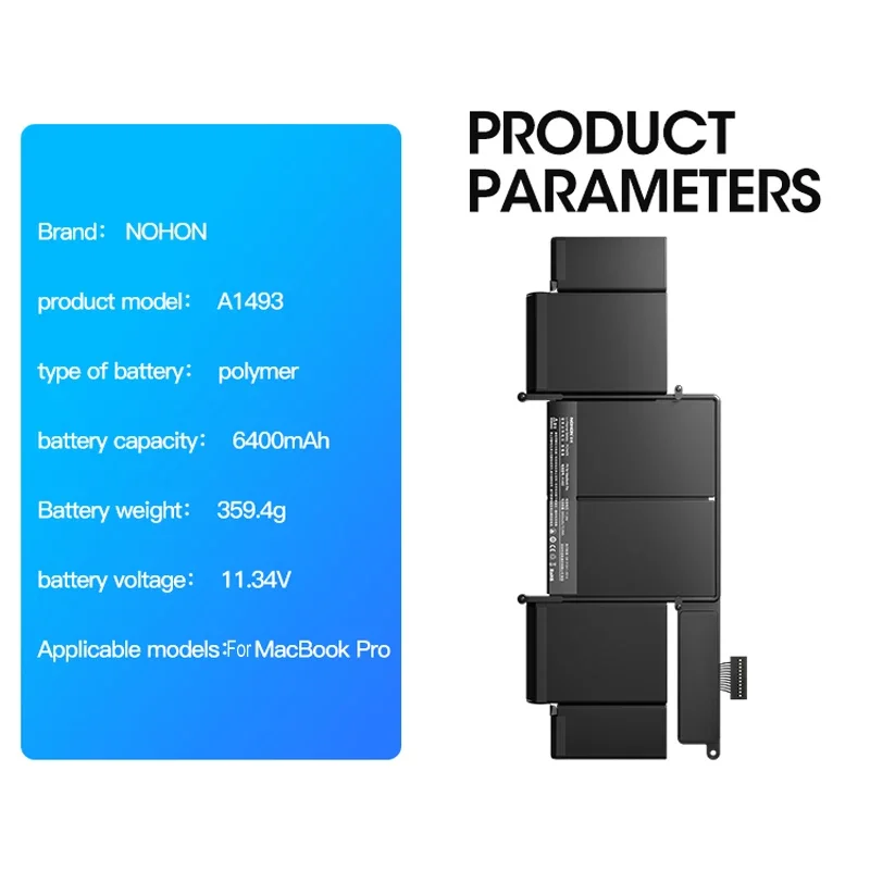 NOHON Аккумулятор для ноутбука A1493 MacBook Pro 13 дюймов A1502 конец 2013 - середина 2014 6400 мАч
