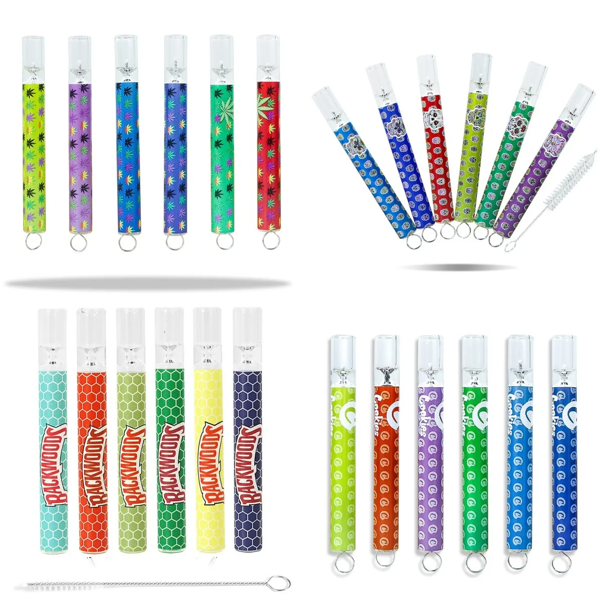 

4in/103mm One Hitters Chillums for Smoking Tobacco Glass Pipe Kit with Cleaning Brush