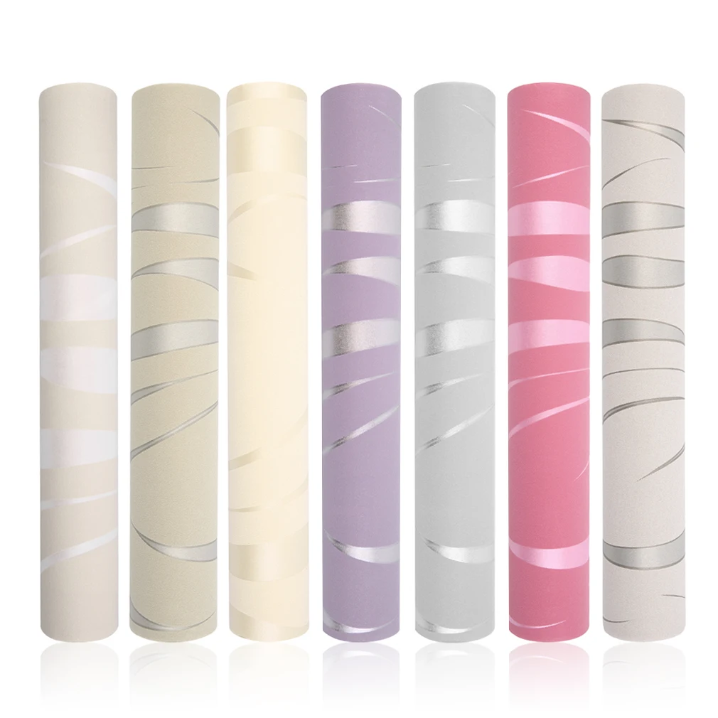 

10M Home Improvement High-End Luxury 3D Wave Flocking Wallpaper Rolls For Living Room Wall Covering Decor 7 Colors Wholesale