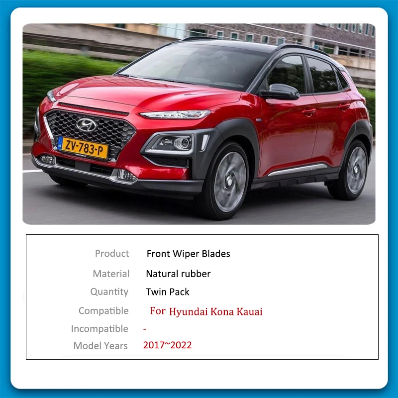 Щетки стеклоочистителя передние для Hyundai Kona Kauai Active Go Premium SE GDi Hybrid Electric N 2017 2018 2019 2020