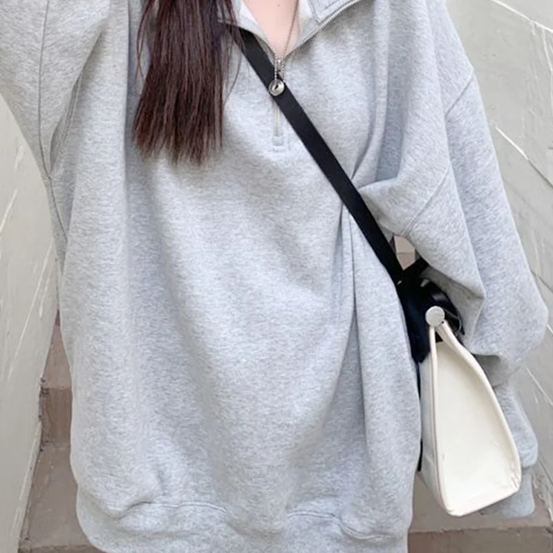 

Womens Oversized Half Zip Pullover Long Sleeve Sweatshirt Quarter Zip Hoodie Sweater Teen Girls Fall Y2K Clothes