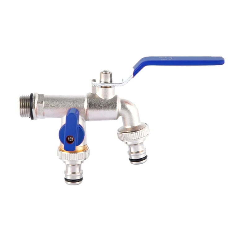 

Смеситель для сада с двойным выходом, 1/2 дюйма/3/4 дюйма