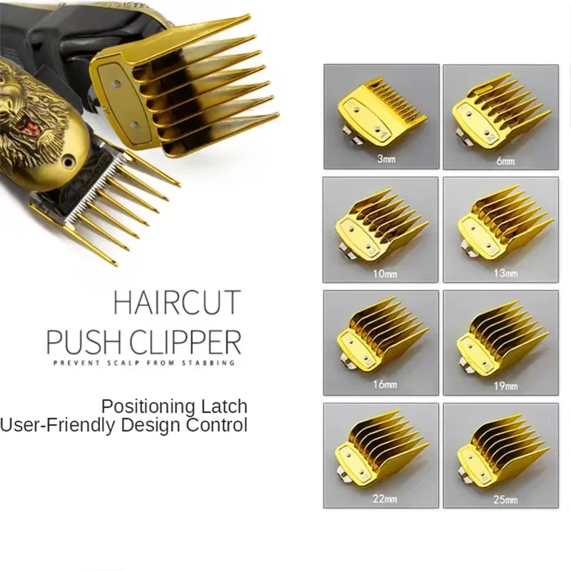 1set=8pcs Hair Clipper Limit Gold Plated electric push shear limit Comb Guide Attachment Size Barber Replacement