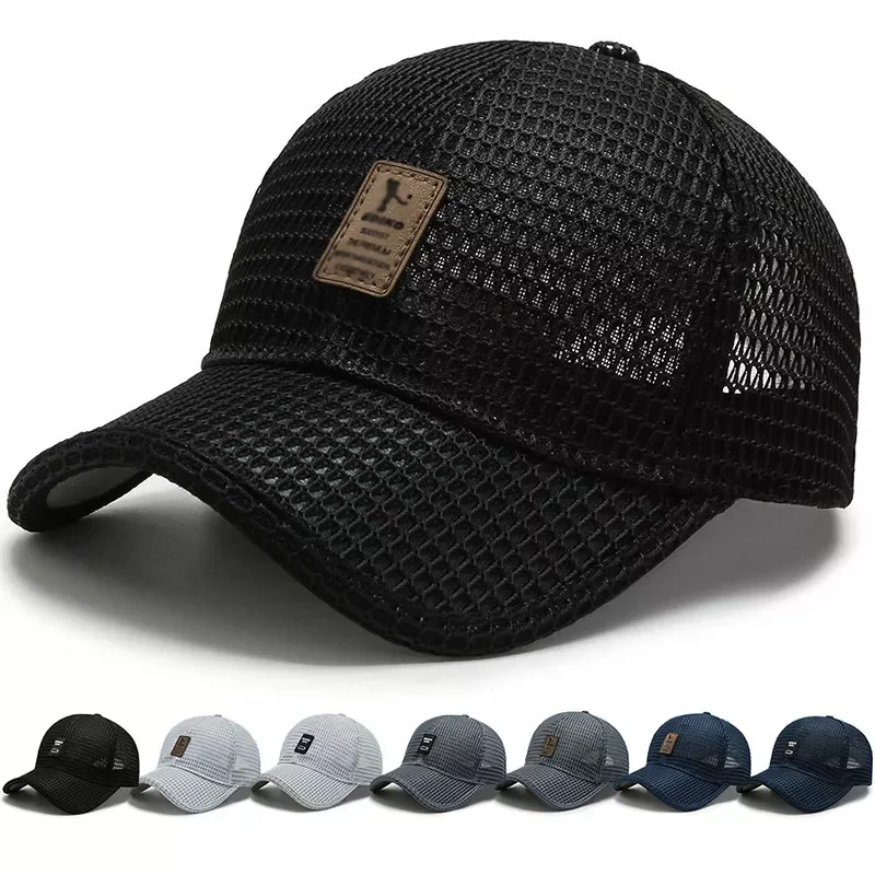 

Fashion Summer Caps Men's Mesh Baseball Cap Breathable Visors Hat Outdoor Fishing Hats Plain Weave Gorras Snapback Sports Ca
