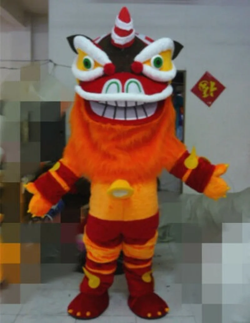

Lion Dance Mascot Costume Wool Zodiac Art Chinese Folk Animal Dress Set Cosplay Halloween Easter Cosplay Costume
