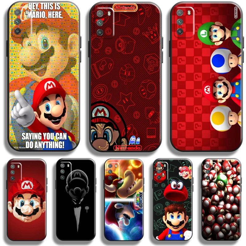 

Cute Super Mario Bros For Xiaomi Poco X3 PRO NFC X3 GT POCO M3 M3 Pro 5G F3 GT Phone Case Black Coque Back Carcasa