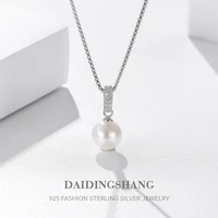 simple fashion zircon pendant s925 sterling silver pearl necklace clavicle neck necklaces for women
