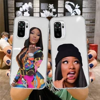 megan thee stallion singer phone case transparent for xiaomi redmi note x f poco 10 11 9 7 8 3 i t s pro cover shell coque