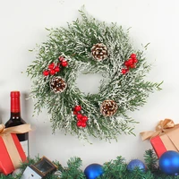 simulation red fruit garland wall decoration christmas pine cone rattan wreath home holiday door happy new year hanging wreath