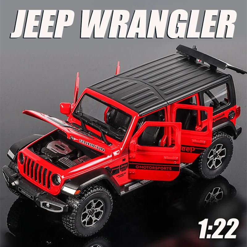 

1/22 Jeeps Wrangler Off-Road SUV Alloy Model Car Diecast Scale Metal Vehicle Model Toy Simulation Sound & Light Kids Toy Gift