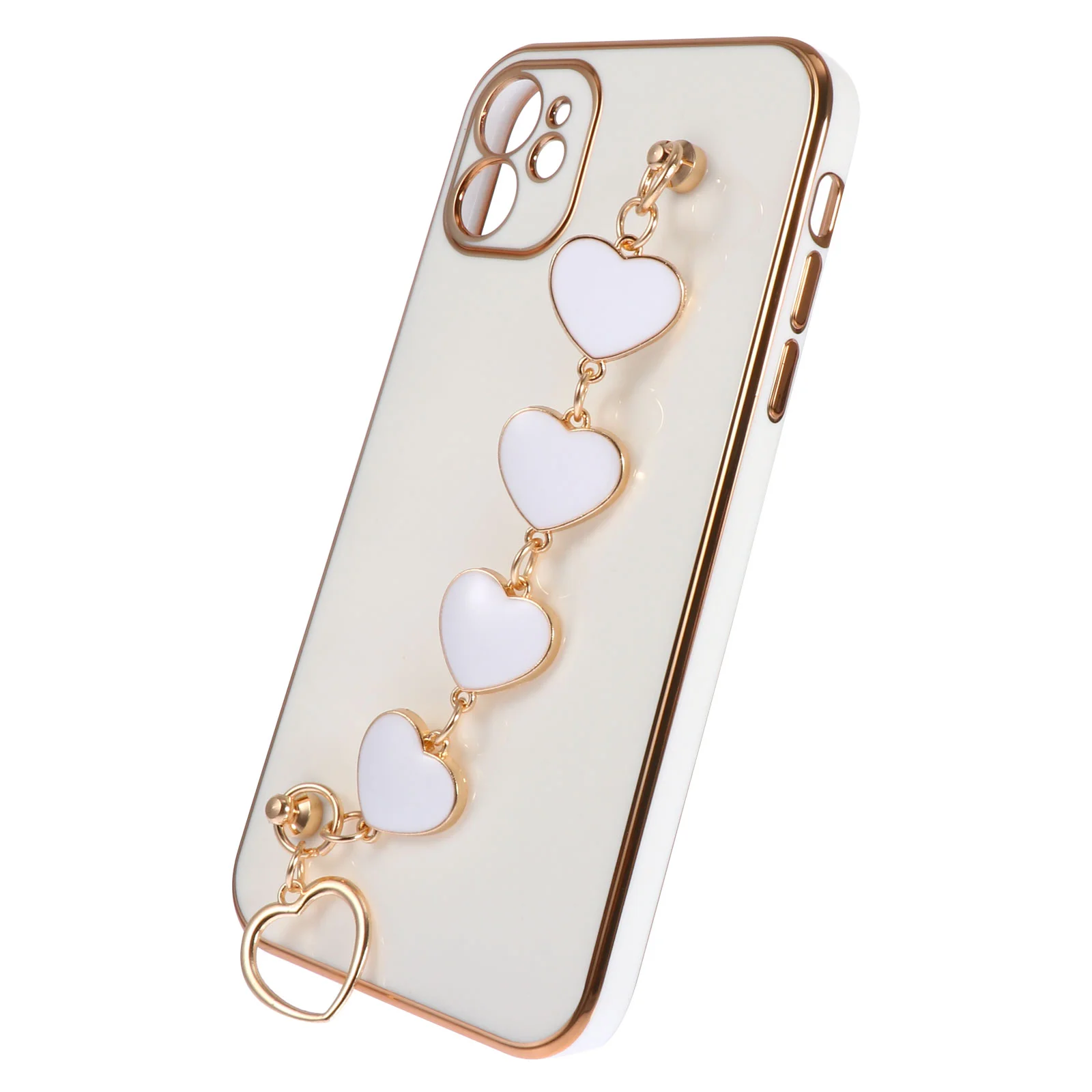 

1Pc Heart Bracelet TPU Electroplated Case Compatible for iPhone 11 (White)