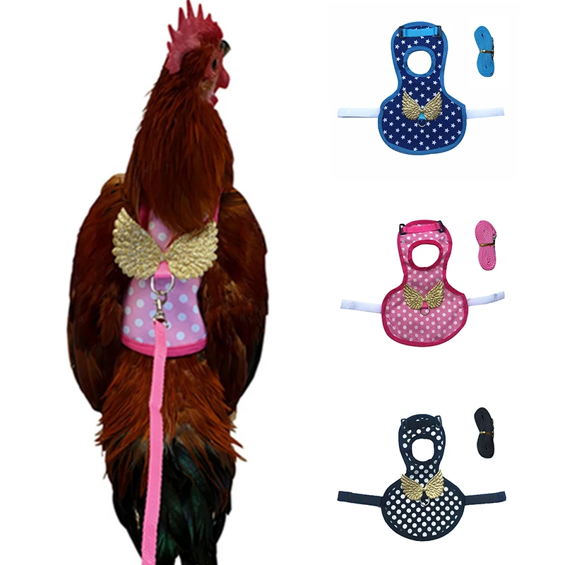 Chicken Harness Wearable Harness and Leash Adjustable Duck Hen Training Small Pet Harness Cute Print Classic Comfortable Solid