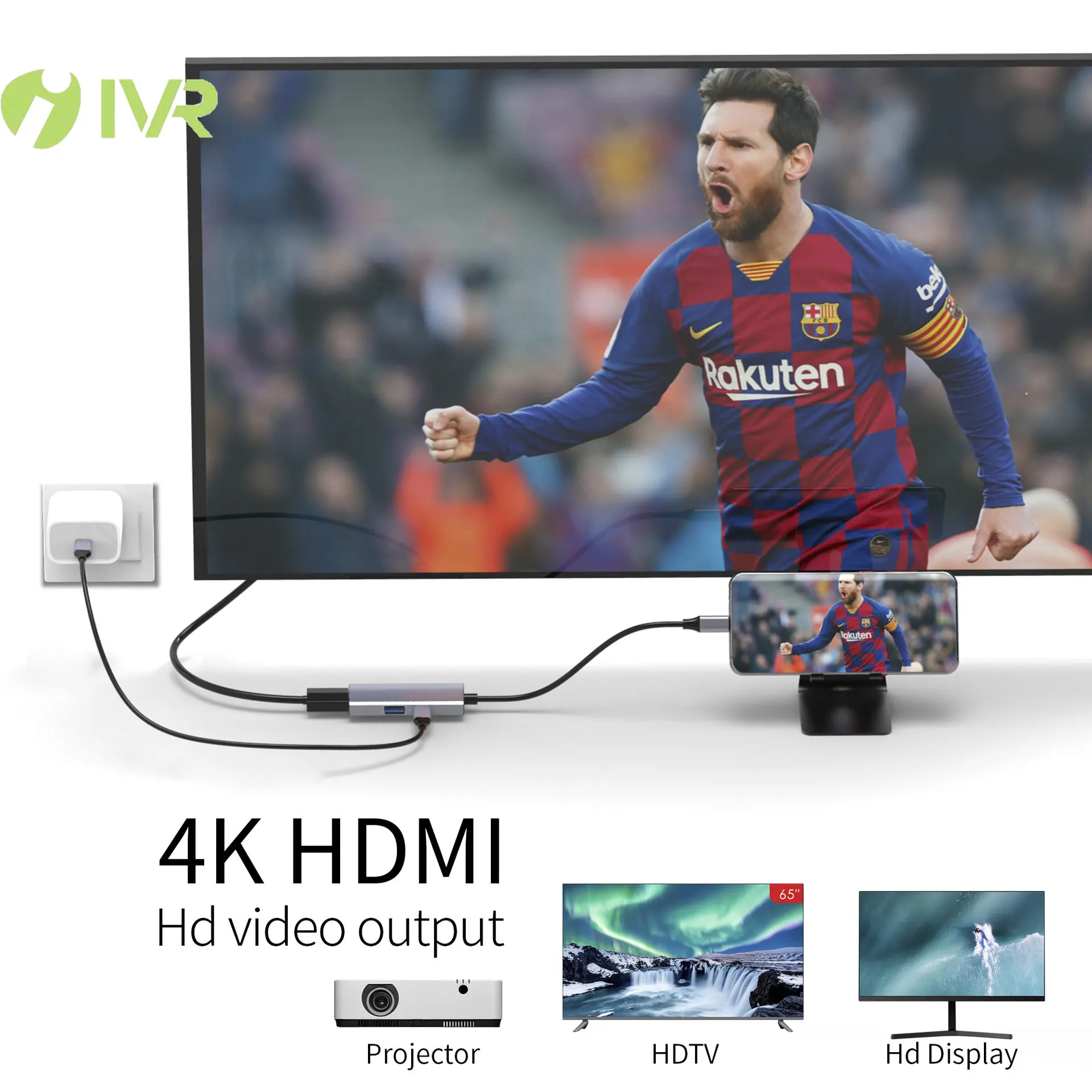 

Док-станция 3 в 1 для быстрой зарядки с интерфейсом USB Type C на HDMI и PD и USB 3,0