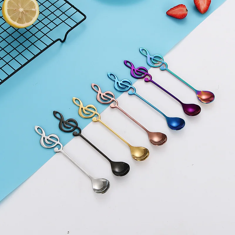 

Stainless Steel Spoon, Music Charm Spoon, Colorful Coffee Spoon, Dessert, Cake, Ice Cream, Net Celebrity Bar Soup