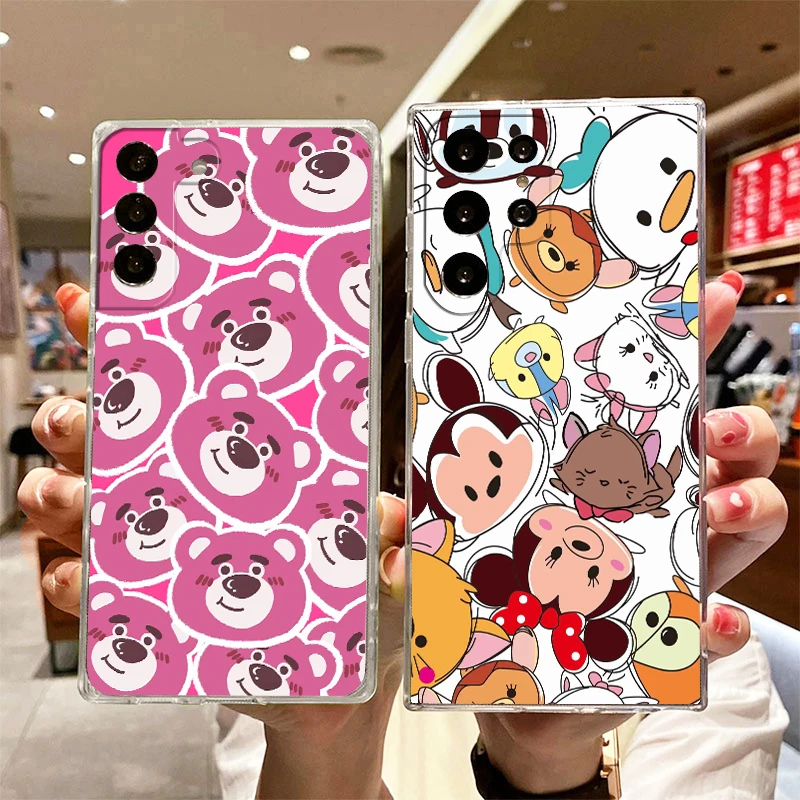 

Disney Mickey Winnie Cartoon Transparent Phone Case For Samsung S23 S22 S21 S20 FE Ultra Pro Lite S10 S10E S9 S8 Plus 5G Cover