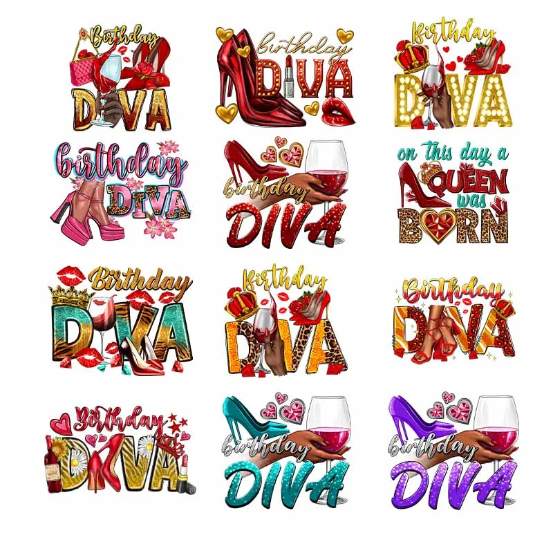 Стикер для передачи тепла на высоких каблуках DTF Модные женские нашивки Diva глажки