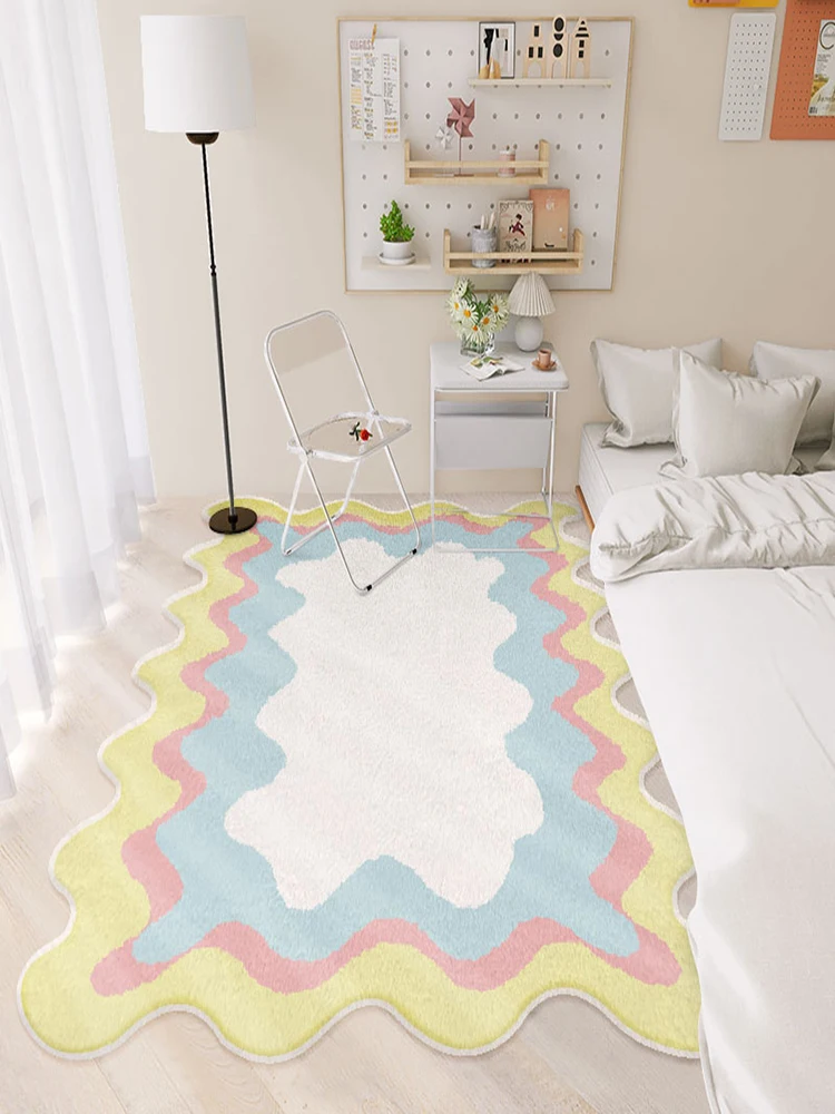 

Irregular Simple Living Room Carpet Modern Luxury Art Design Bedroom Large Rug Fluffy Cute Girly Baby Floor Mat Home Decoration