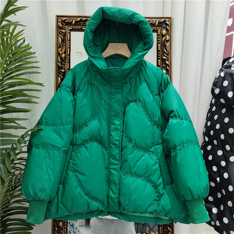 

Пуховик женский с капюшоном, Повседневная стильная куртка на белом утином пуху, верхняя одежда, осень-зима