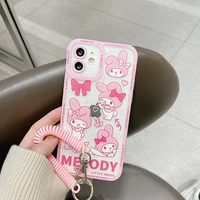 cute pink animal little angel phone case for iphone 13 12 11 pro max mini 8 7 plus x xs max xr phone bracelet cover cases