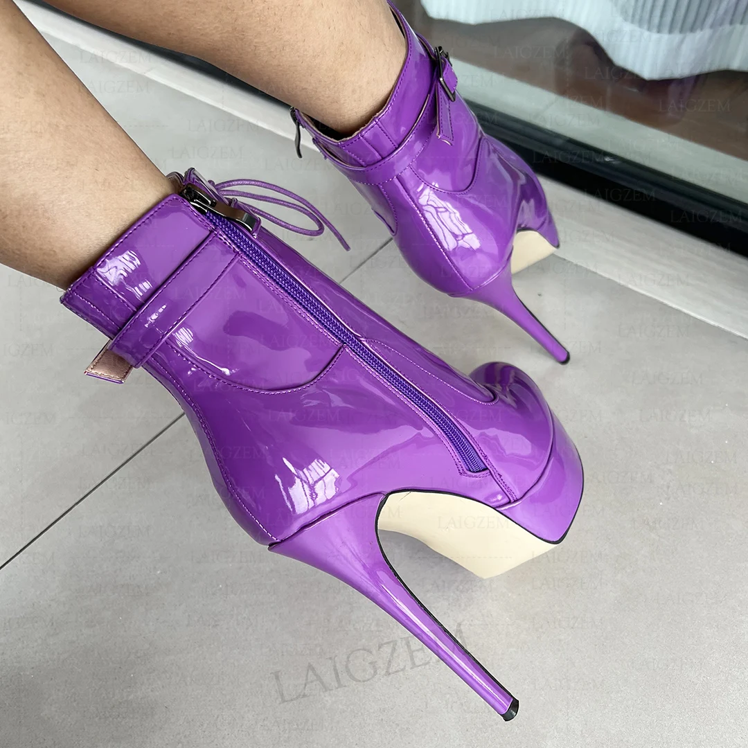 ZHIMA Женские ботильоны с круглым носком на шпильке короткие ручной работы женская