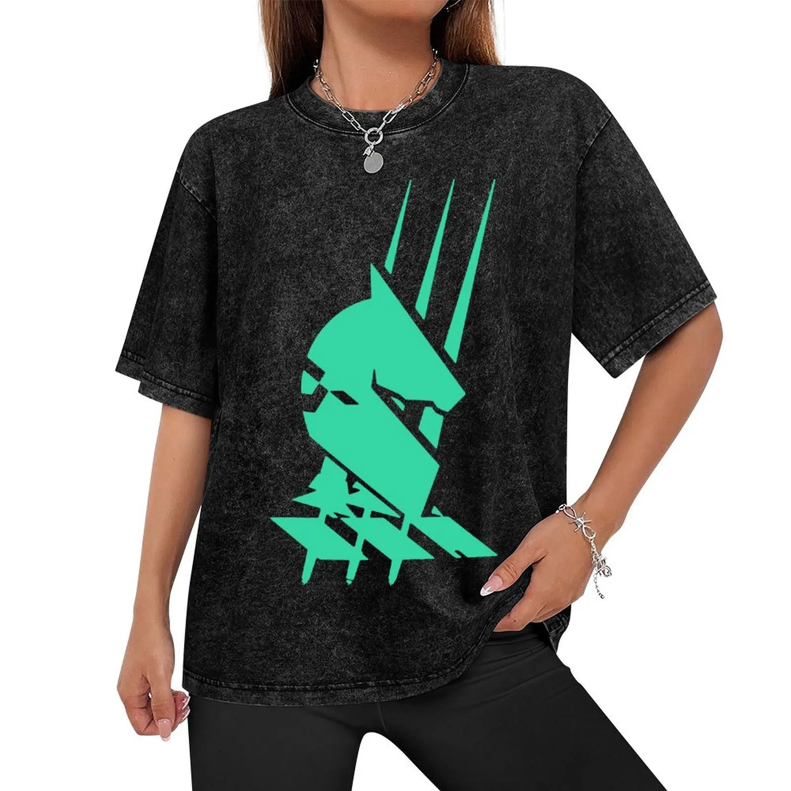 Arknights - футболка с логотипом Kazimierz (зеленая) одежда в стиле хиппи хлопковые мужские