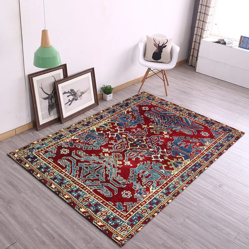 

Vintage Turkish Style Carpet for Living Room Rectangle Area Print Rugs Persian Style Soft Non-Slip Bedroom Decor Study Floor Mat