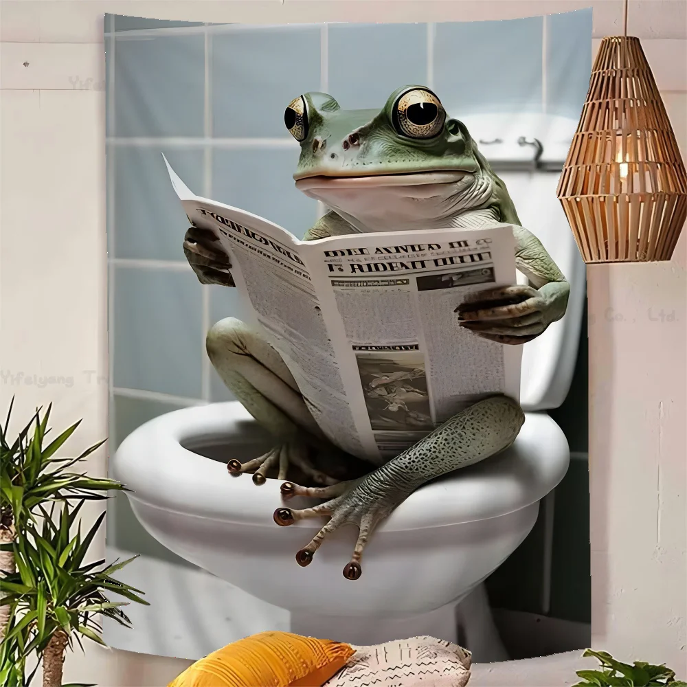 Забавный гобелен с юмористическими животными для ванной комнаты богемный