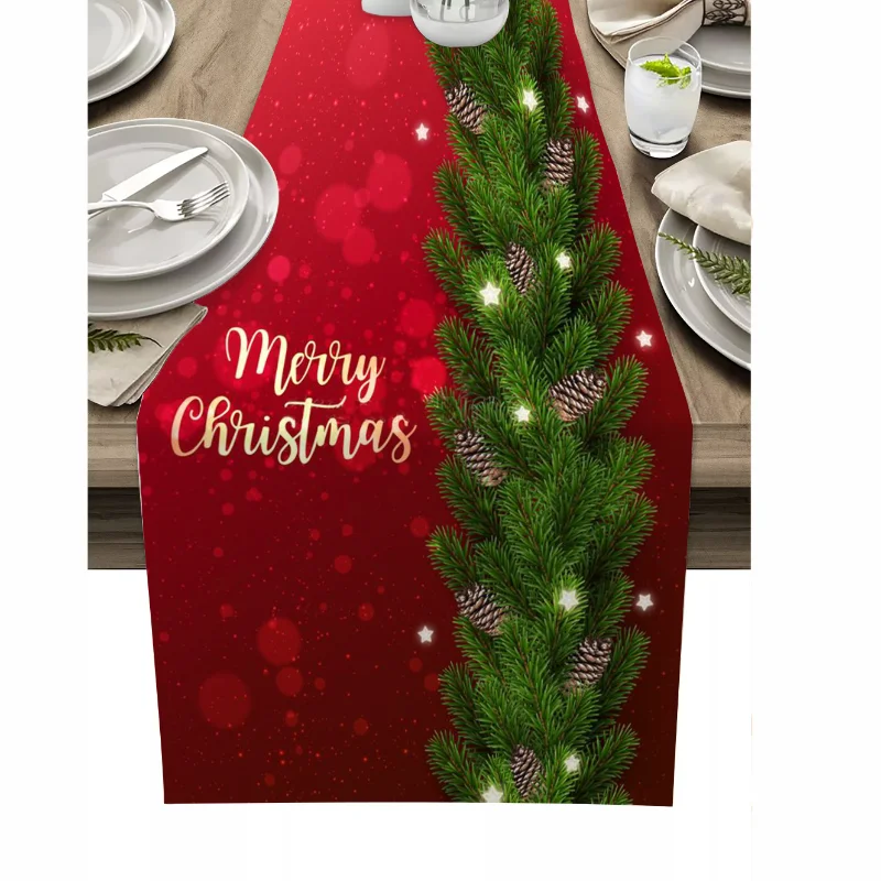 

Merry Christmas Water Proof Table Runner Wedding Decor Christmas Home Decoration Holiday Party Tablecloth Modern Table Runners
