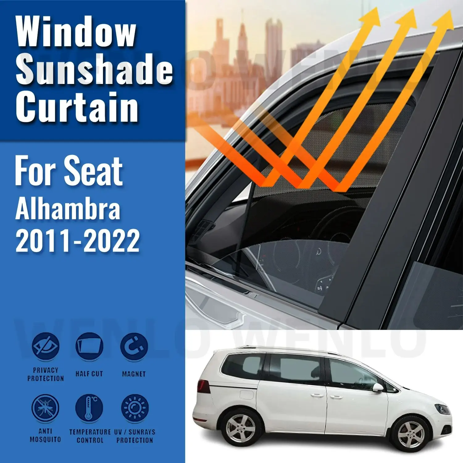Для Seat Alhambra 7N 2011-2022 передняя рамка лобового стекла занавеска магнитный
