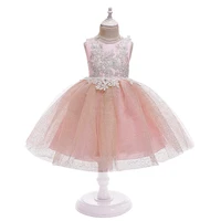 girls princess dress 2022 spring summer puffy yarn cartoon champagne dresses kids fashion sleeveless mesh lace clothes