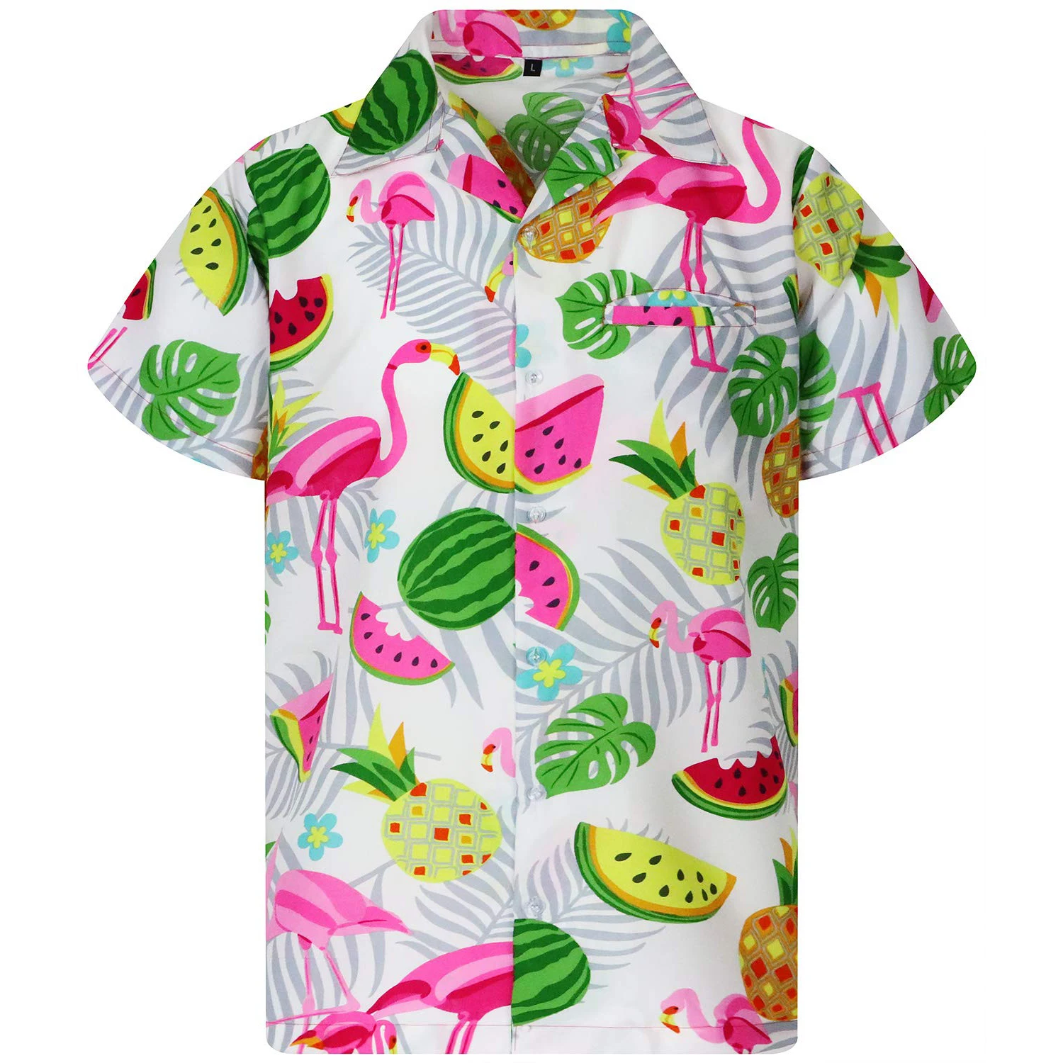 

Summer Men's Hawaiian Shirt For Men Flamingo Print Beach Shirt Button Fashion Men's Clothing Tops Blouses Camisa Masculina