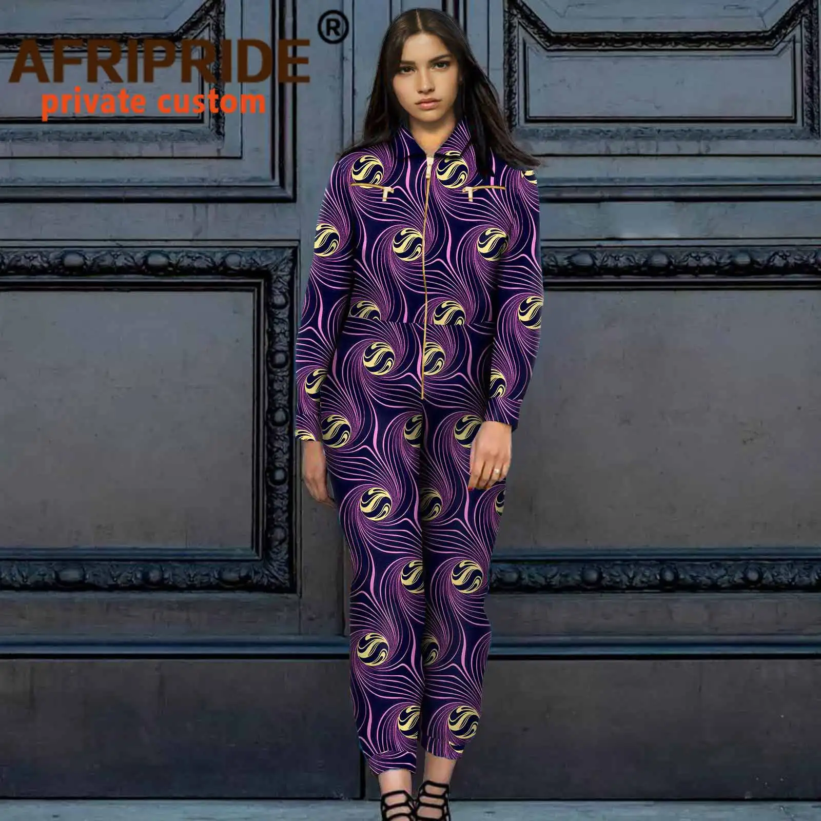 African Clothes for Women Plus Size Clothing Jumpsuits One Piece Outfit Bodysuit Wax Batik Rompers Loose Casual Print A2029002