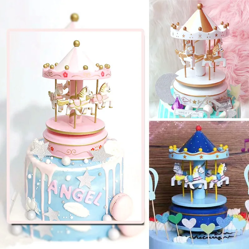 

Музыкальная шкатулка украшение торта креативное с музыкой карусель украшение для выпечки для принцессы Детский фотоподарок