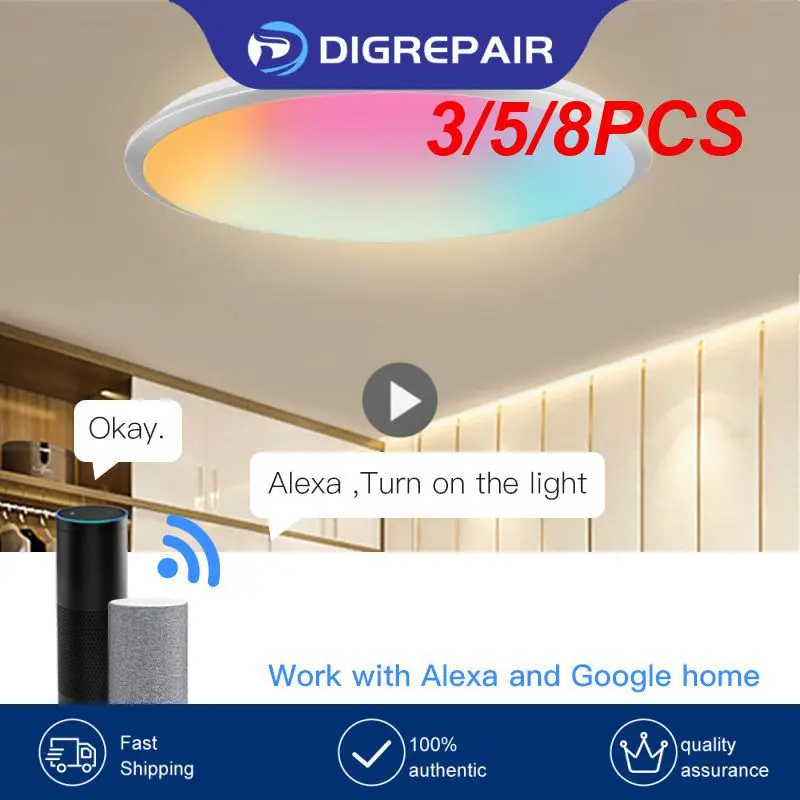 

3/5/8PCS Smart Home Night Light App Voice Control Tuya Wifi Ceiling Lamp Rgb Warm White Dimmable Work With Alexa Google