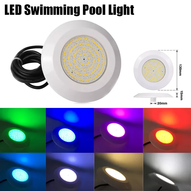 

NEW2023 LED DC 12V Underwater Submersible Swimming Pool Light Night Lamp Waterproof Outdoor Garden Spotlight Warm White Blue RGB