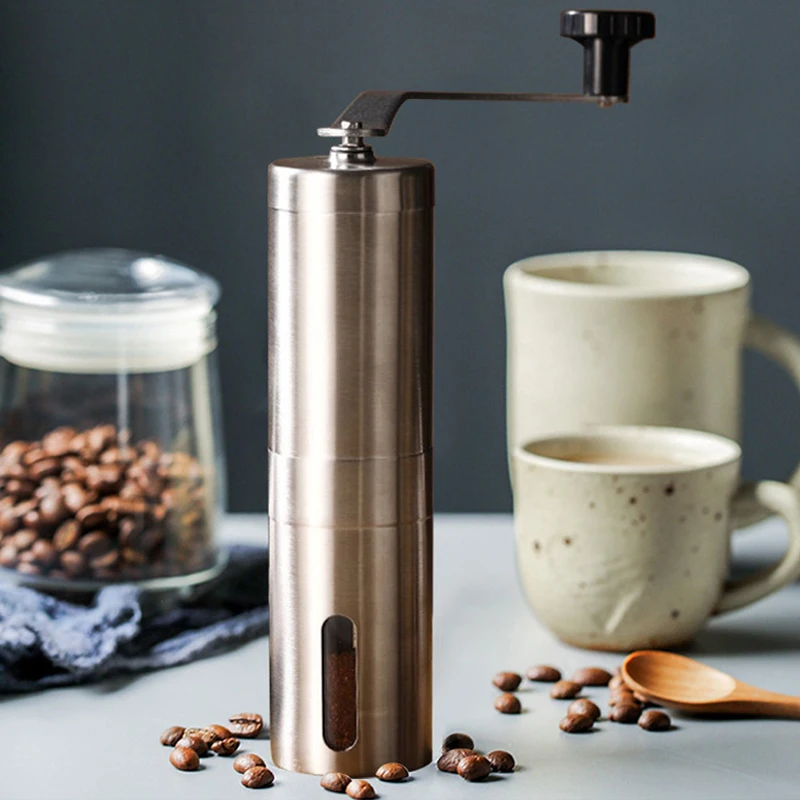 

Brushed Hand-held Grinder French Conical Stainless Coffee For Portable Cup, Mini, Grinder Manual Steel Embossing Machine,